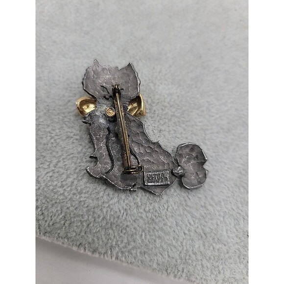 Ultra Craft Matte Silverstone Cat with Bow Pin Brooch Vintage Kitty Jewelry 2" - Picture 9 of 14